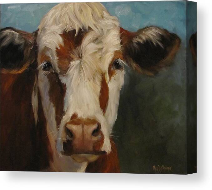 Cow Canvas Print featuring the painting Pearl by Cheri Wollenberg