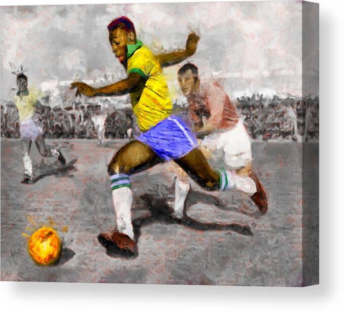 Pele Soccer King Canvas Print featuring the digital art Pele Soccer King by Caito Junqueira