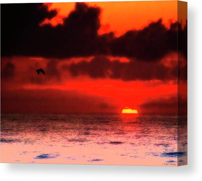 Pelican Canvas Print featuring the photograph Pelican At Sunrise by Roger Wedegis