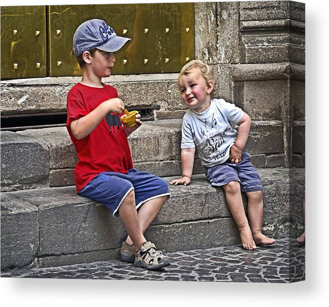 Children Canvas Print featuring the photograph Per Favore by Keith Armstrong