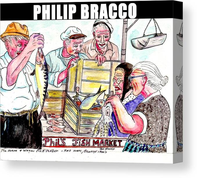 Lifeonthestoop Canvas Print featuring the mixed media Phil's Fish Market by Philip And Robbie Bracco