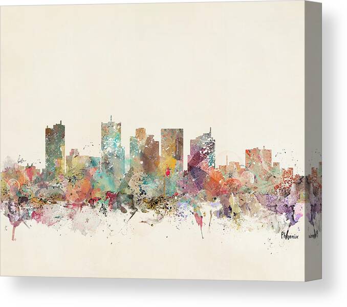 Phoenix City Skyline Canvas Print featuring the painting Phoenix City by Bri Buckley