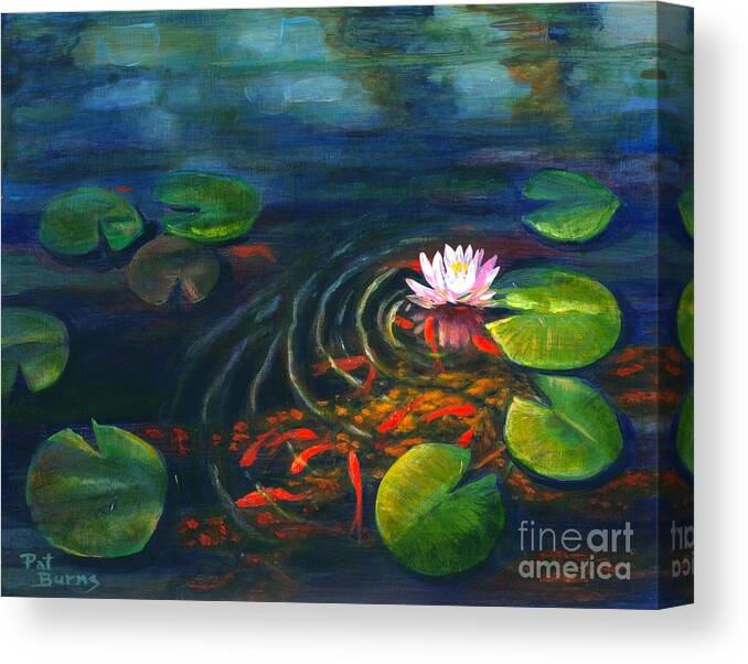 Waterscape Canvas Print featuring the painting Pond Jewels by Pat Burns