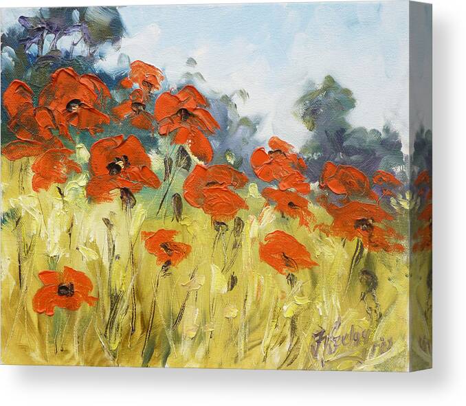 Poppies Canvas Print featuring the painting Poppies 3 by Irek Szelag