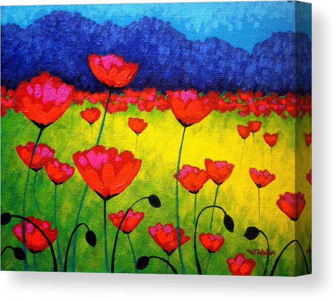 Acrylic Canvas Print featuring the painting Poppy Cluster by John Nolan