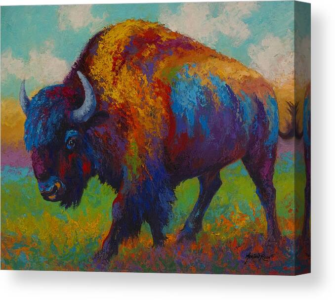 Bison Canvas Print featuring the painting Prairie Muse by Marion Rose