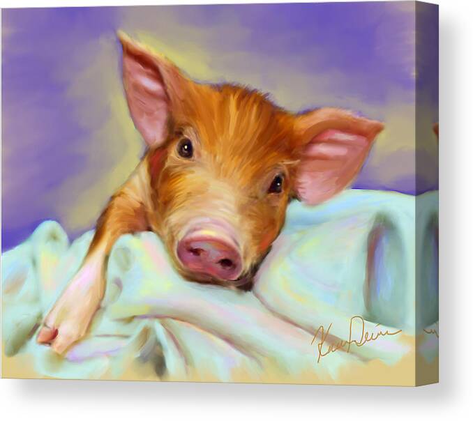 Pig Animals Digital Piglet Nature Canvas Print featuring the digital art Precious Piggy by Karen Derrico