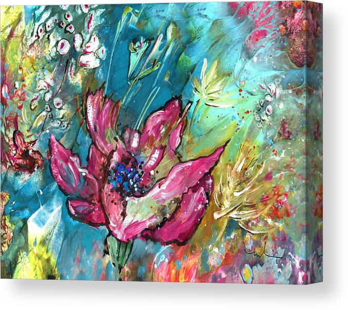 Flowers Canvas Print featuring the painting Pretty In Pink by Miki De Goodaboom