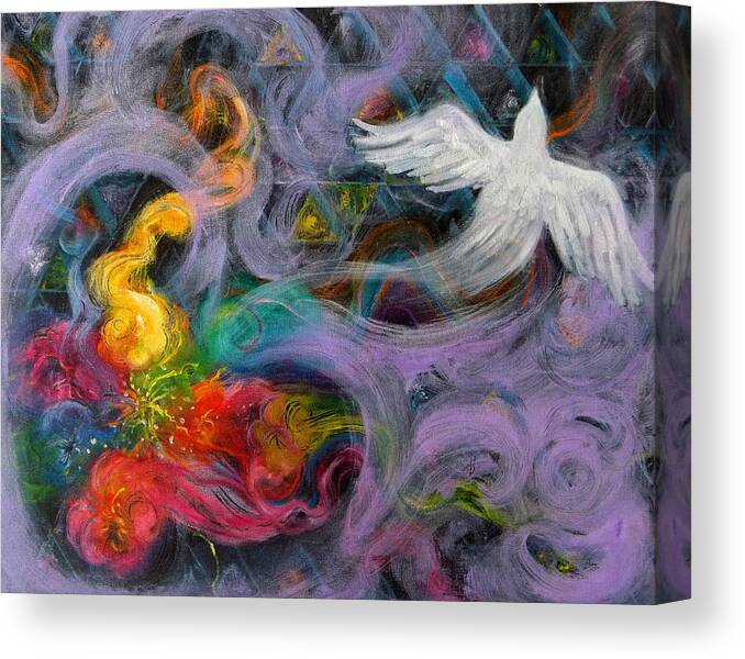 Dove Canvas Print featuring the painting Prophetic Message Sketch Painting 10 Divine Pattern Dove by Anne Cameron Cutri