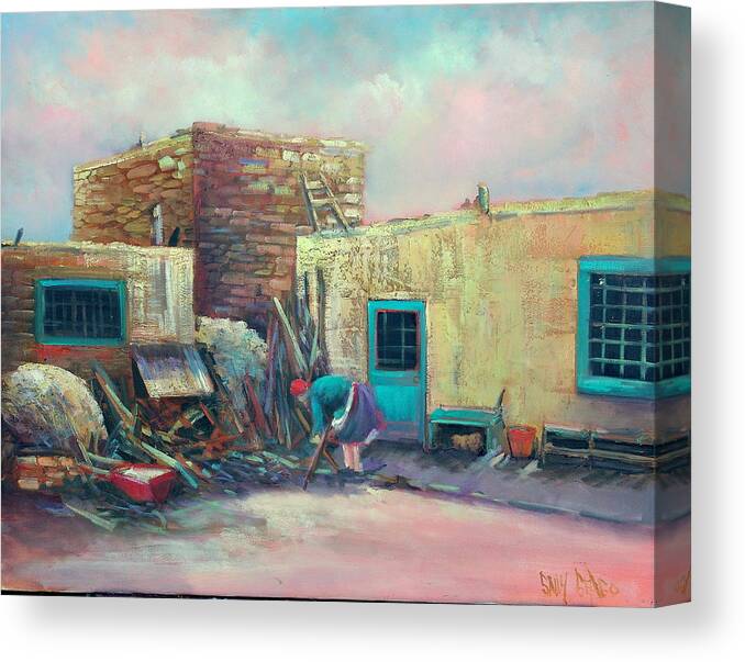 Baker Canvas Print featuring the painting Pueblo Baker by Sally Seago