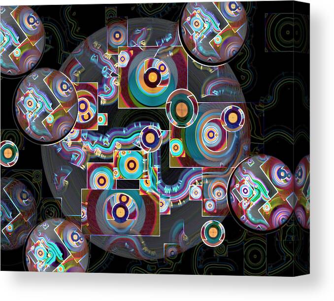 Multicolored Canvas Print featuring the digital art Pulse of the Motherboard by Lynda Lehmann