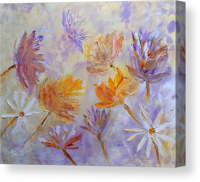 Wildflowers Canvas Print featuring the painting Purple Blaze by Angeles M Pomata