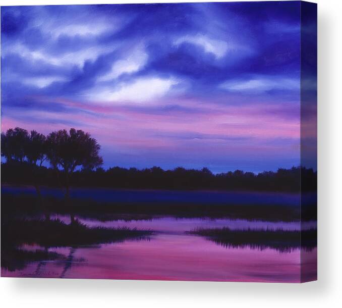 Sunrise Canvas Print featuring the painting Purple Landscape or Jean's Clearing by James Hill