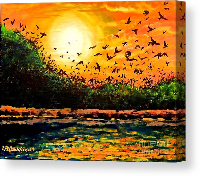 Purple Martin Canvas Print featuring the painting Purple Martin Migration by Pat Davidson