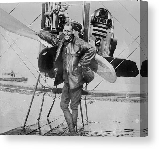R2d2 Canvas Print featuring the photograph r2d2 Star Wars Antique Photo by Tony Rubino