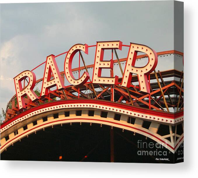 Neon Sign Canvas Print featuring the digital art Racer Coaster Kennywood Park by Jim Zahniser