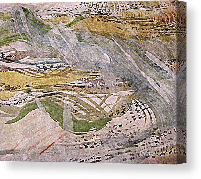 Watercolor And Gouache Abstract Landscape Painting Canvas Print featuring the painting Rain in the Valley by Nancy Kane Chapman