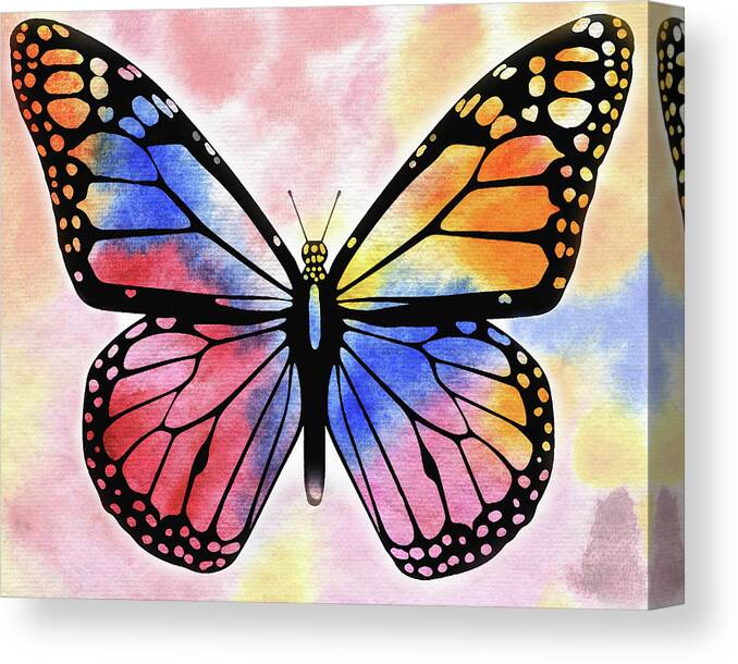 Rainbow Butterfly Canvas Print featuring the painting Rainbow Butterfly by Irina Sztukowski
