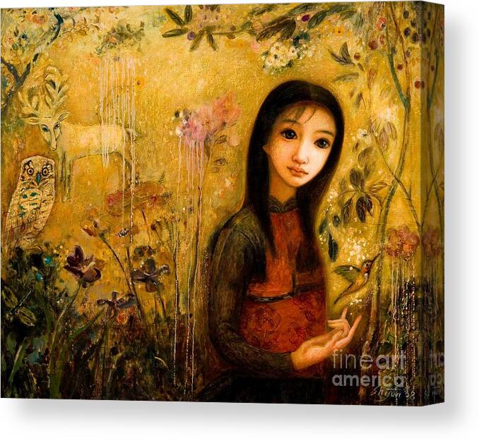 Portrait Canvas Print featuring the painting Raining Garden by Shijun Munns