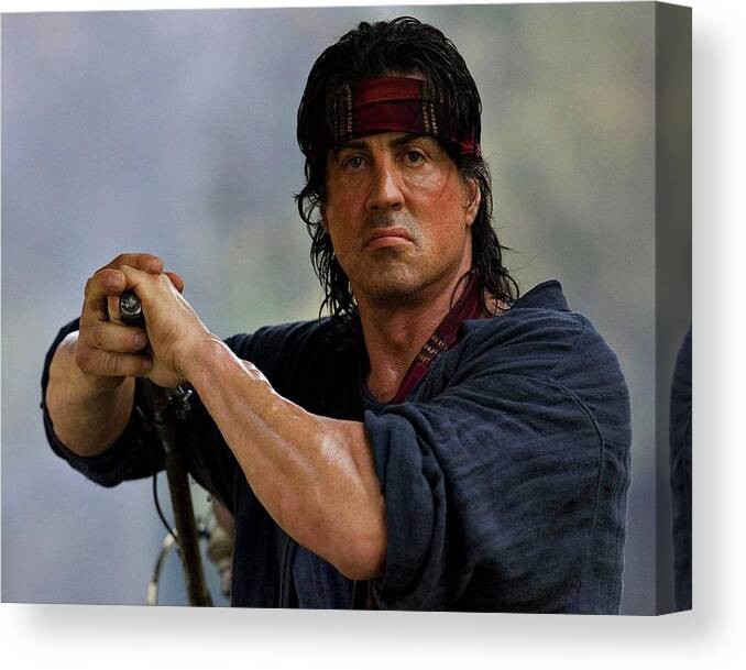 Rambo Canvas Print featuring the mixed media Rambo Sylvester Stallone by David Dehner