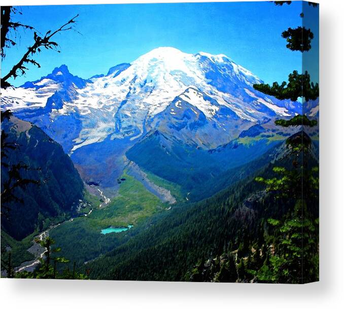 Mount Ranier Canvas Print featuring the photograph Ranier and Little Tahoma by Timothy Bulone