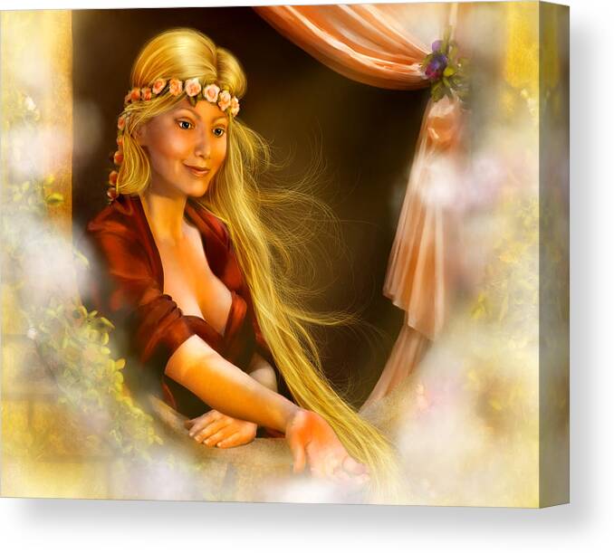Digital Painting Canvas Print featuring the digital art Rapunzel by Laurie Hasan