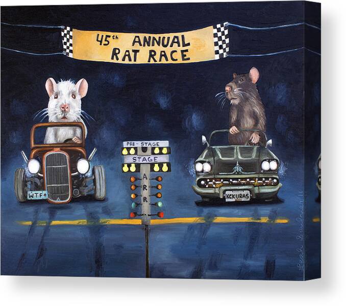 Rat Canvas Print featuring the painting Rat Race by Leah Saulnier The Painting Maniac