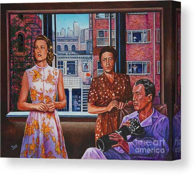 Jimmy Stewart Canvas Print featuring the painting Rear Window by Michael Frank
