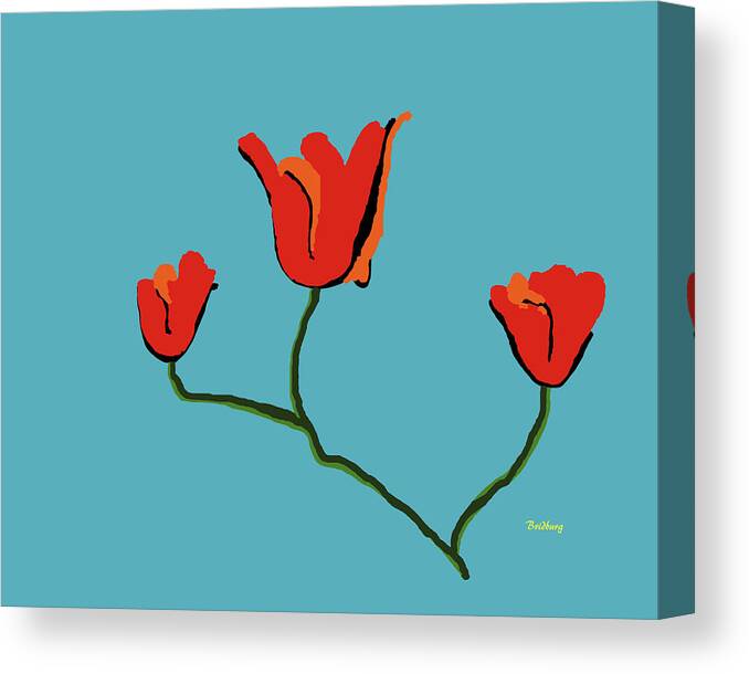 Postmodernism Canvas Print featuring the digital art Red Flowers by David Bridburg