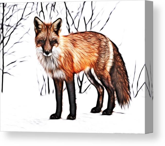 Red Fox Canvas Print featuring the painting Red Fox Digital painting by Georgeta Blanaru