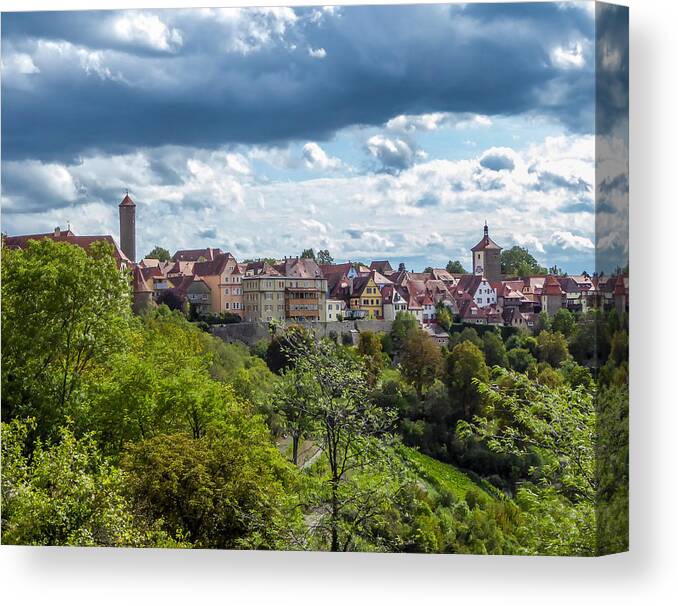 Rooftops Canvas Print featuring the photograph Red Rooftops - Rothenburg by Pamela Newcomb