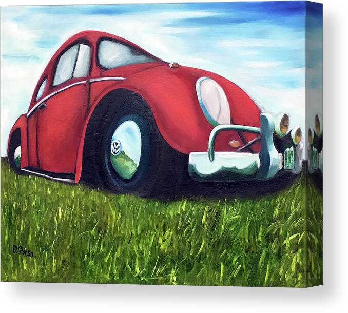Glorso Canvas Print featuring the painting Red VW by Dean Glorso