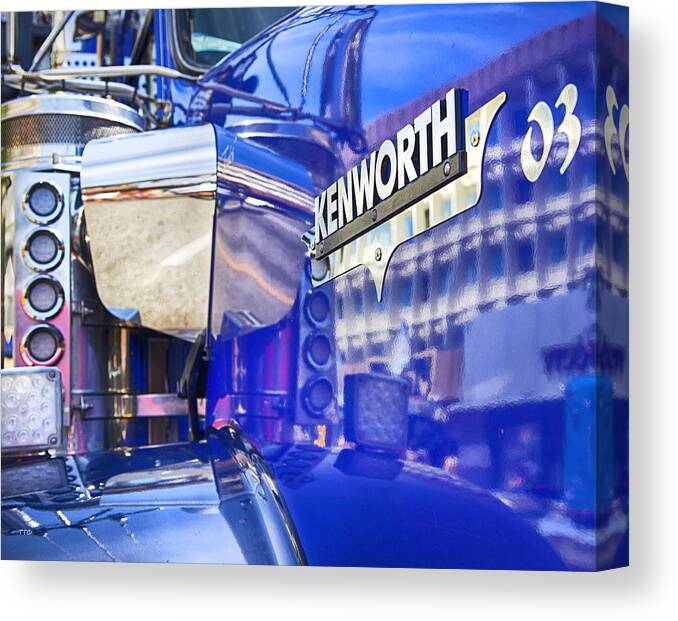 Kenworth Canvas Print featuring the photograph Reflecting On A Kenworth by Theresa Tahara
