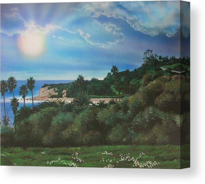 Palm Trees Canvas Print featuring the painting Refugio Point 4 by Angie Hamlin