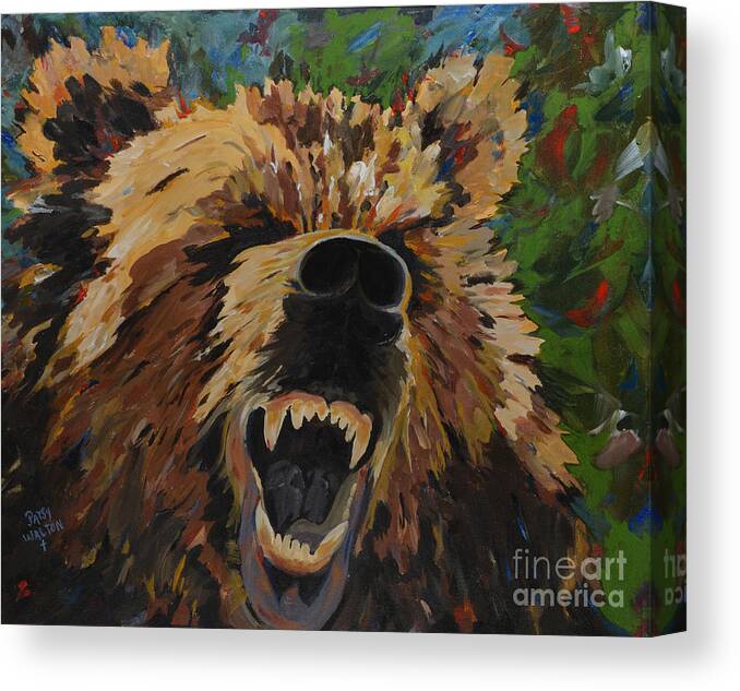 Baylor Bears Canvas Print featuring the painting Relentless by Patsy Walton