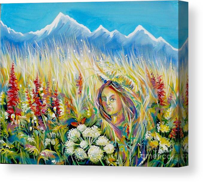 Acrylic Canvas Print featuring the painting Reminiscences of Asia. In the sea of High Grass. by Anna Duyunova