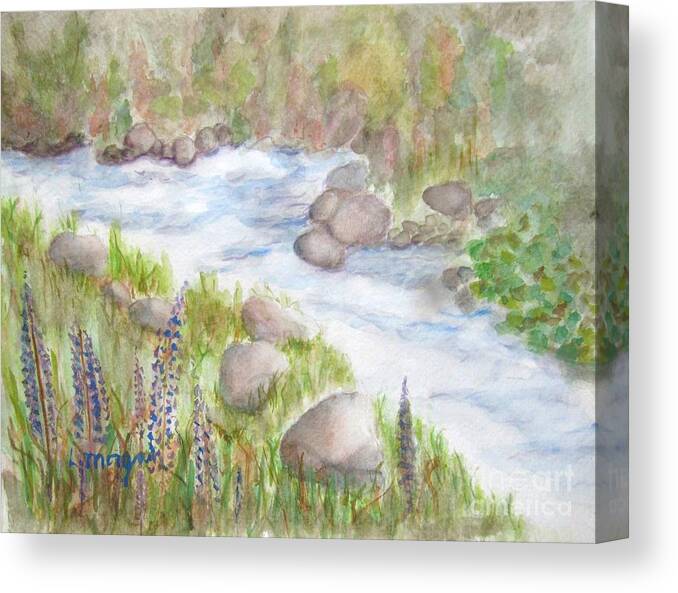 Water Canvas Print featuring the painting Rest By My Waters by Laurie Morgan