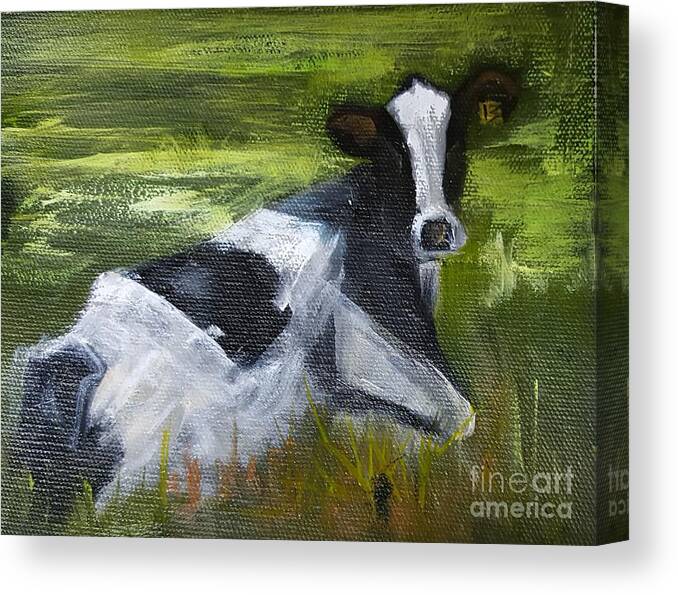Bovine Canvas Print featuring the painting Resting by Barbara Haviland