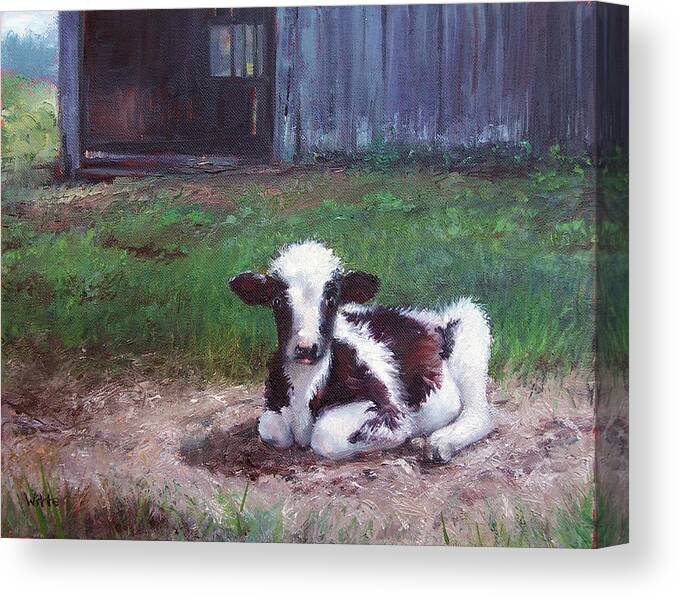 Calf Canvas Print featuring the painting Resting Calf by Marie Witte