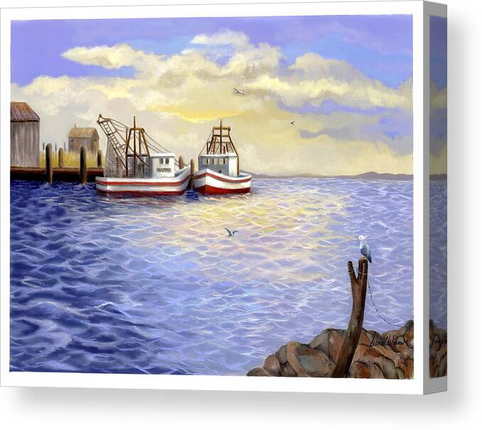 Shrimp Boats Canvas Print featuring the painting Resting Nets by Sena Wilson