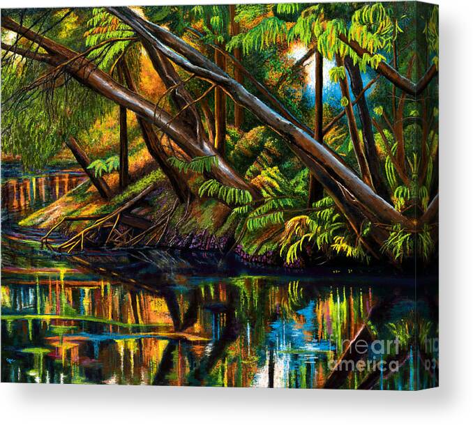 River Canvas Print featuring the painting River Washed in Moonlight by Jackie Case