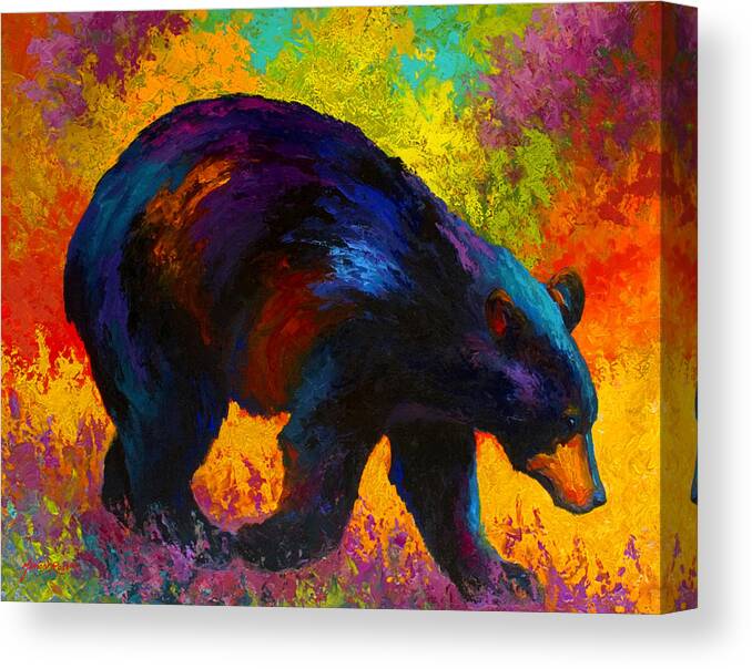 Bear Canvas Print featuring the painting Roaming - Black Bear by Marion Rose