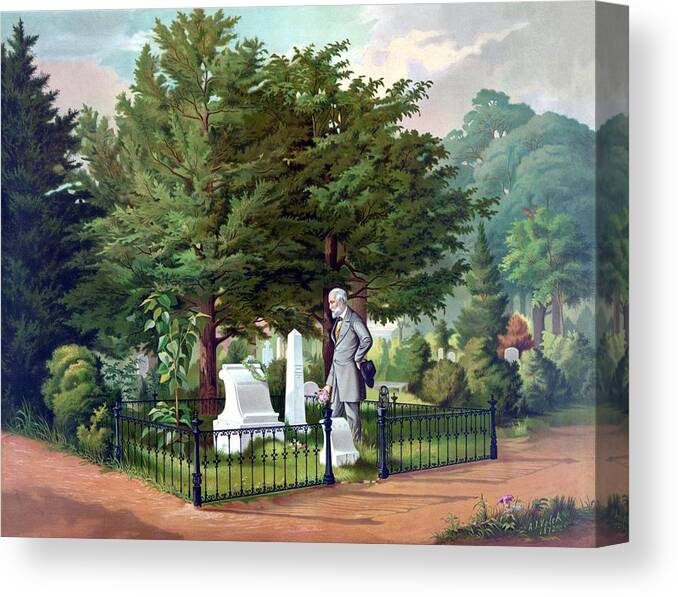 Robert E Lee Canvas Print featuring the painting Robert E. Lee Visits Stonewall Jackson's Grave by War Is Hell Store