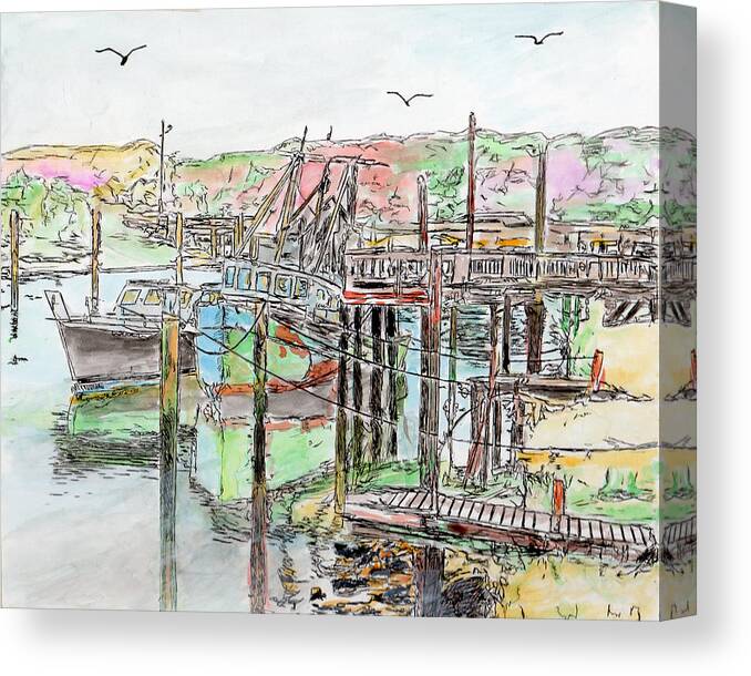 Rock Canvas Print featuring the drawing Rock Harbor, Cape Cod, Massachusetts by Michele A Loftus