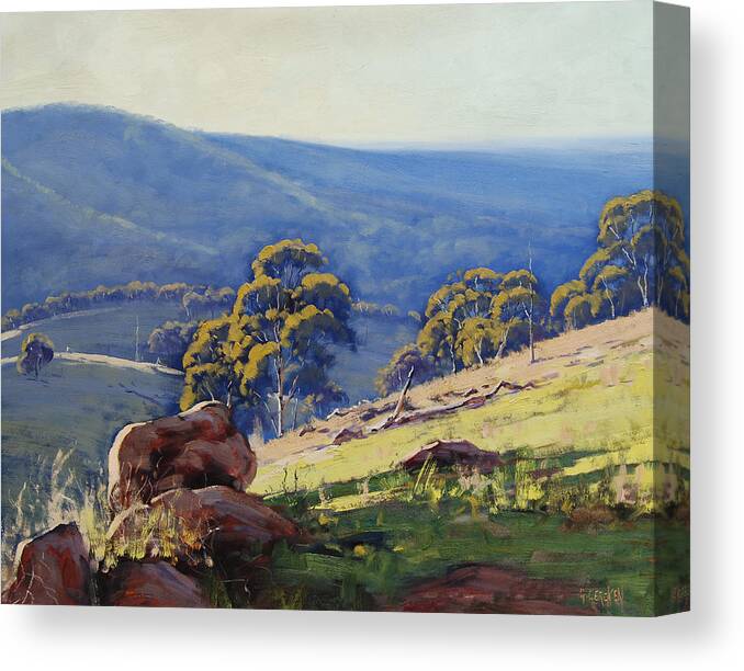 Australian Artists Canvas Print featuring the painting Rocky outcrop near Bathurst by Graham Gercken