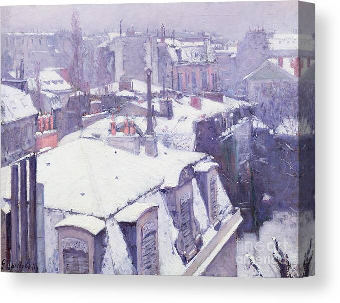 Snow Canvas Print featuring the painting Roofs under Snow by Gustave Caillebotte
