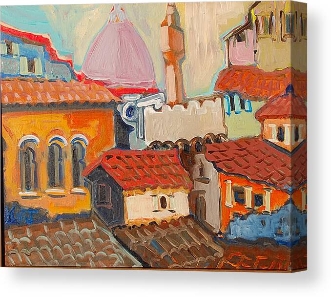 Florence Canvas Print featuring the painting Rooftops by Kurt Hausmann