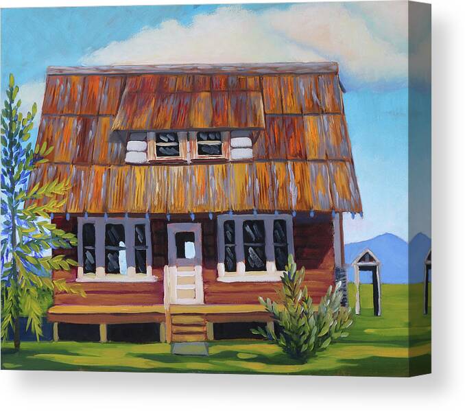 Roseberry Canvas Print featuring the painting Roseberry House by Kevin Hughes
