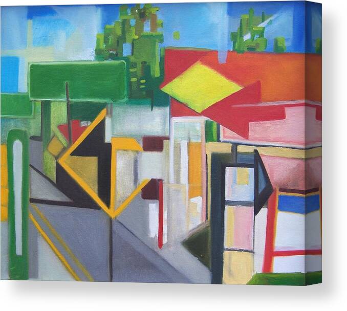 Suburban Canvas Print featuring the painting Route Forty Six Ft.Lee Leonia by Ron Erickson