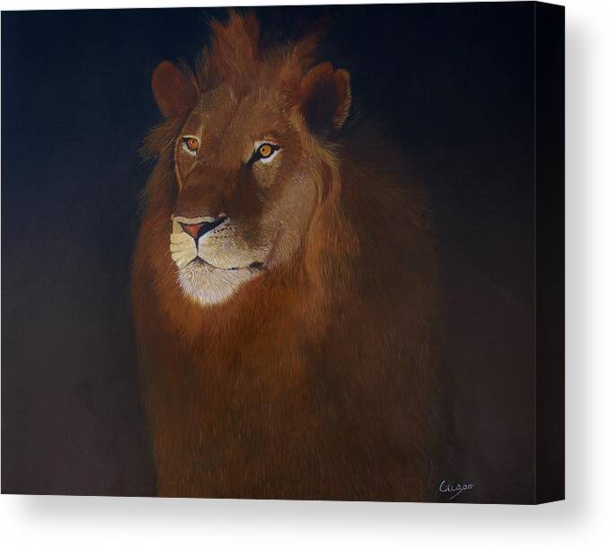 Lion Canvas Print featuring the painting Royalty by Jean Yves Crispo